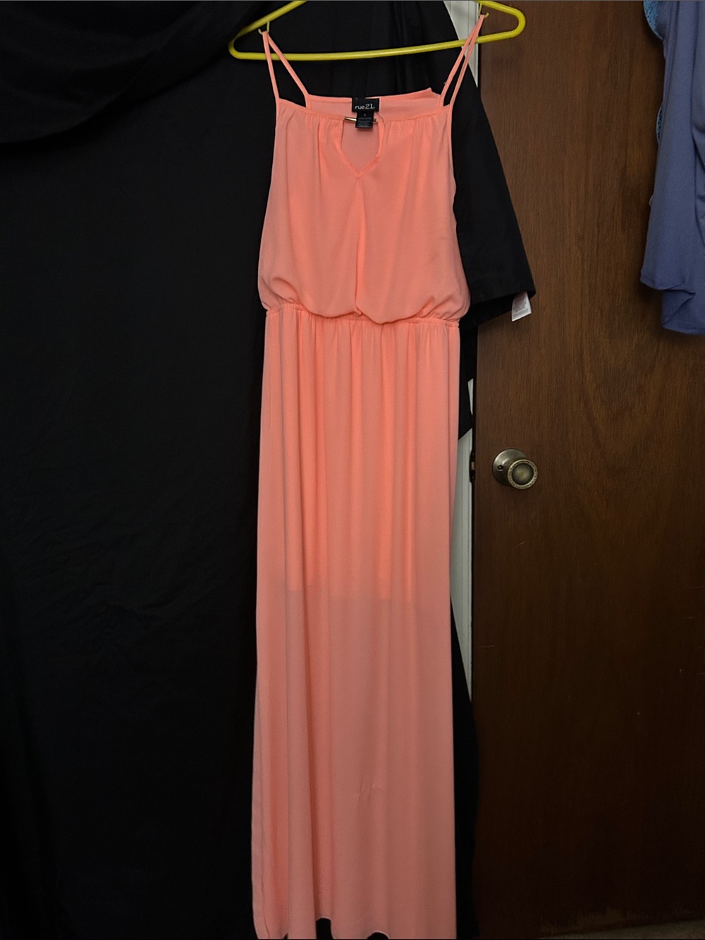 Rue21 Coral Maxi Dress with Spaghetti Straps